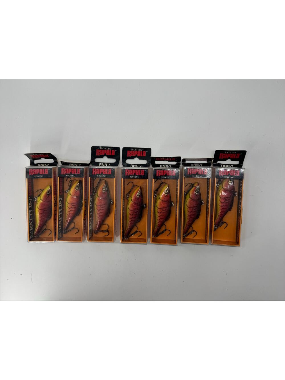 Lot of 7 - Rattlin' Rapala RNR-7 Redfire Crawdad